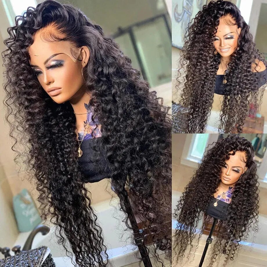 Deep Wave Frontal Wig 13x4 Curly Lace Front Human Hair Wigs Wet And Wavy