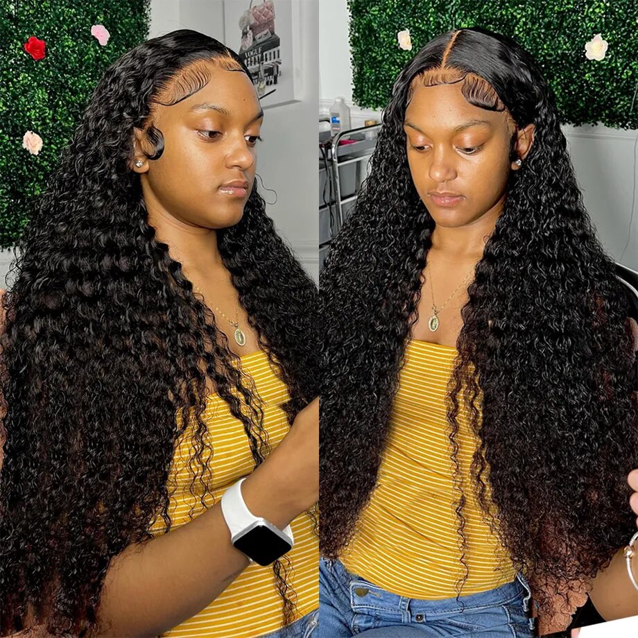 Deep Wave Frontal Wig 13x4 Curly Lace Front Human Hair Wigs Wet And Wavy